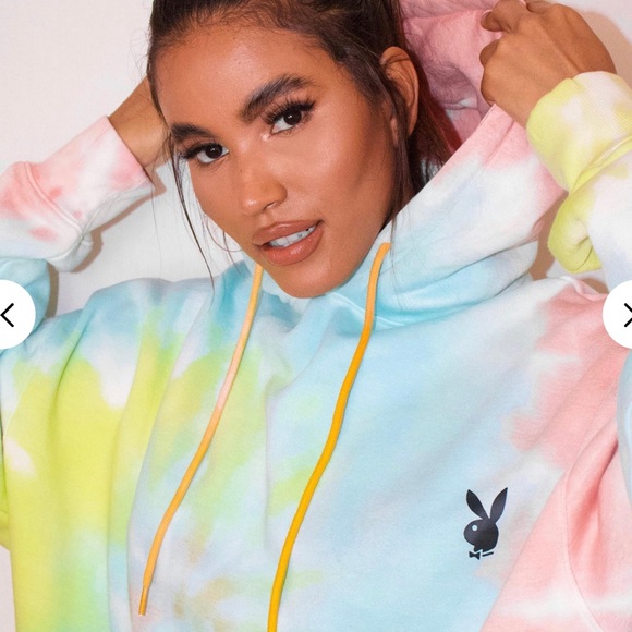 Playboy Pastel Tie Dye Oversized Hoodie Dress - Picture 3 of 6